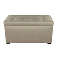 8-Button Tufted Beige Storage Trunk Bench