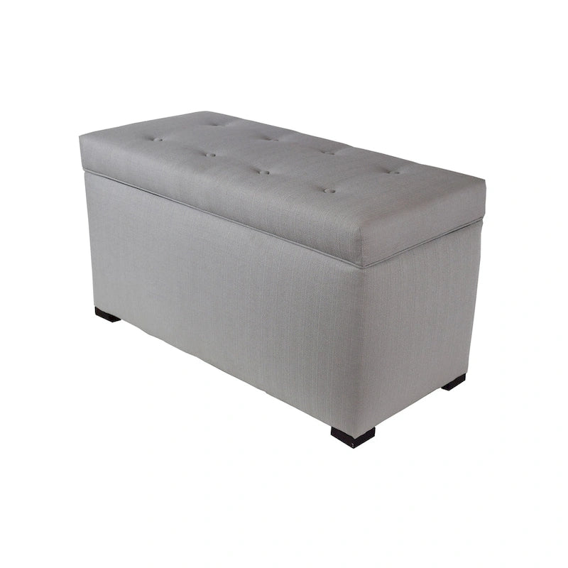 8-Button Tufted Beige Storage Trunk Bench