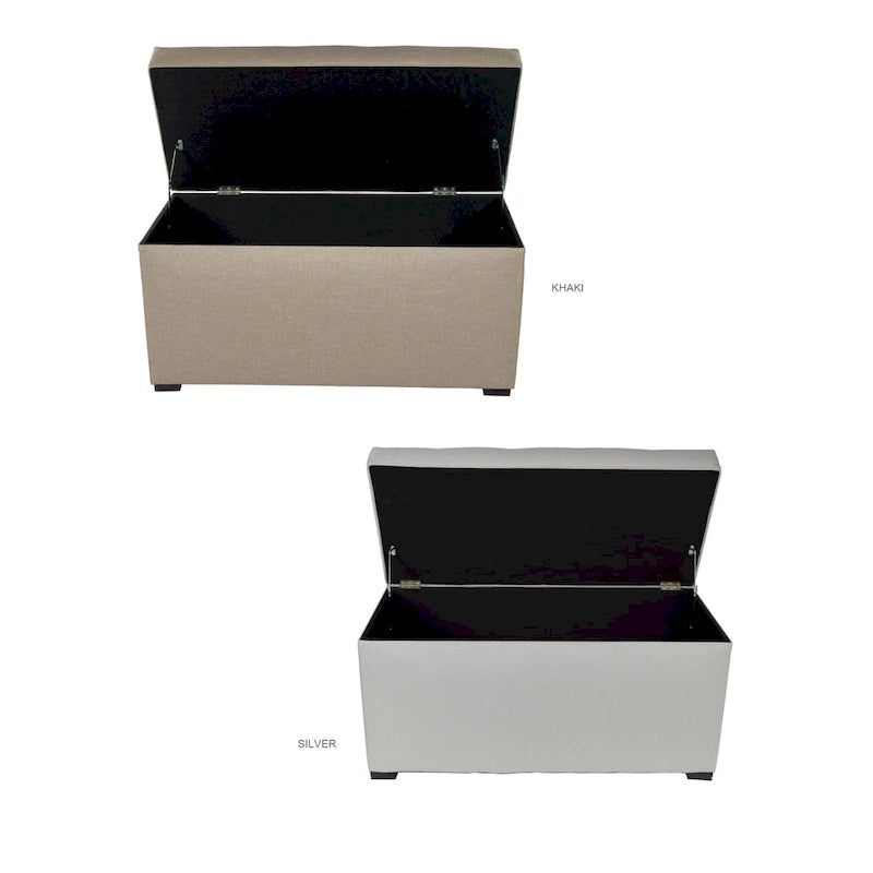 8-Button Tufted Beige Storage Trunk Bench