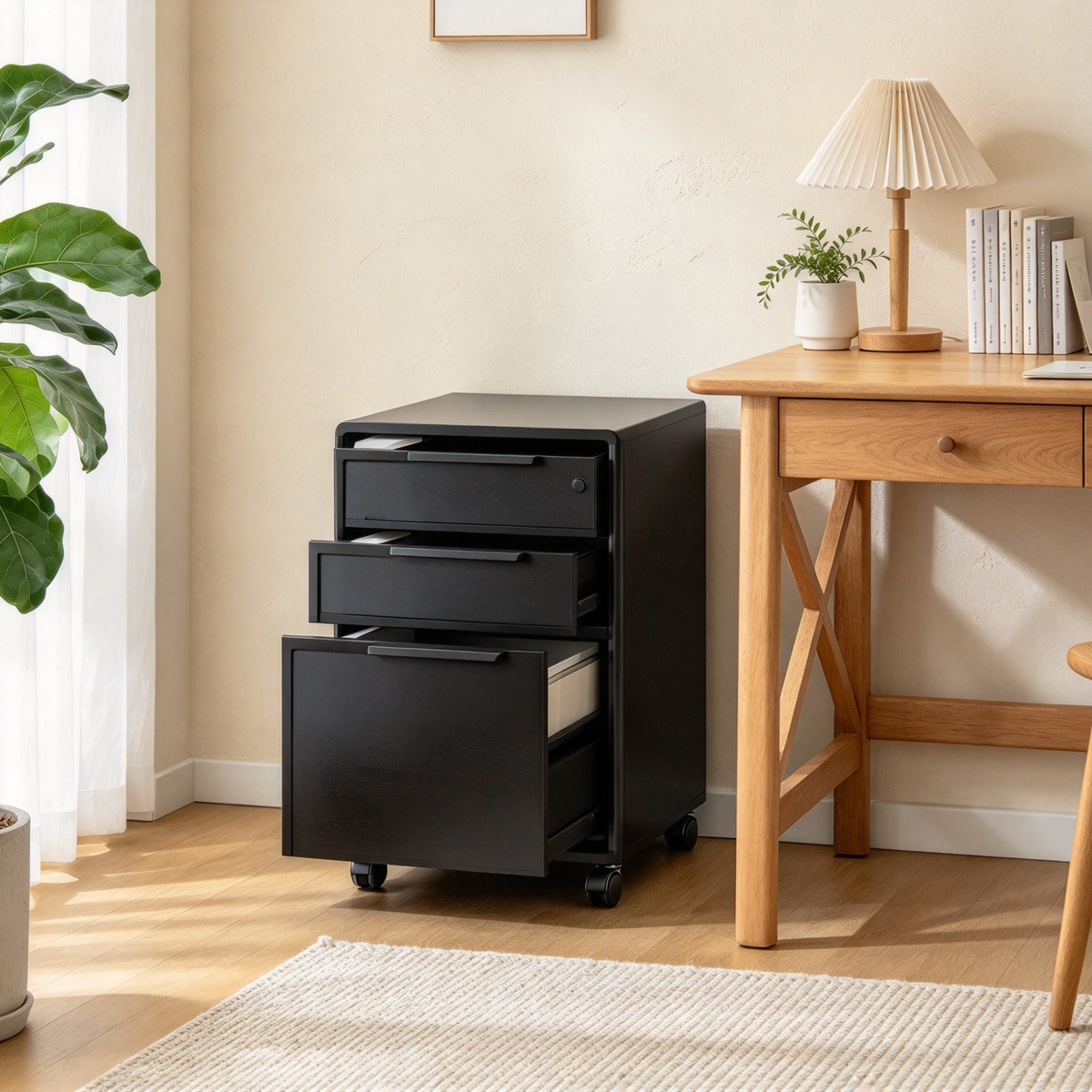 High Glossy File Cabinet - 17.72D x 15.75W x 25.59H