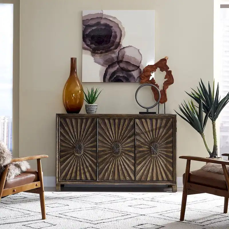 Aged Whiskey 3-Door Accent Cabinet