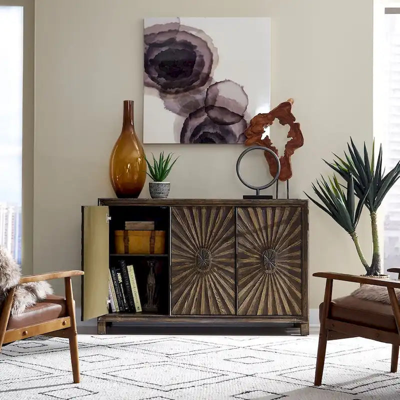 Aged Whiskey 3-Door Accent Cabinet