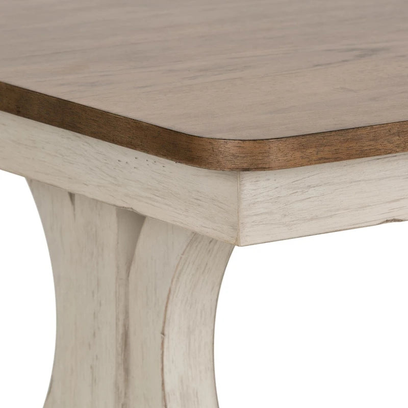 Antique White & Chestnut Rectangular Cocktail Table with Casters