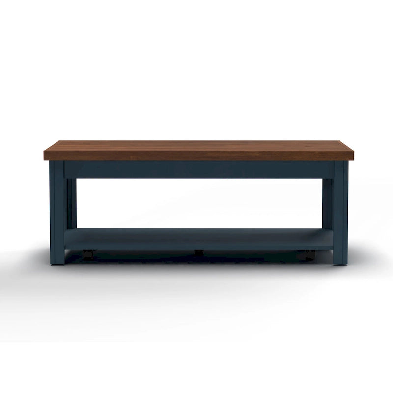 48-Inch Coffee Table, Blue Denim & Whiskey Two-Tone, No Assembly Required
