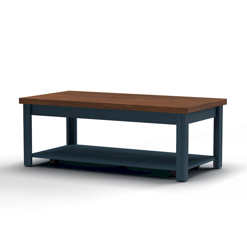 48-Inch Coffee Table, Blue Denim & Whiskey Two-Tone, No Assembly Required