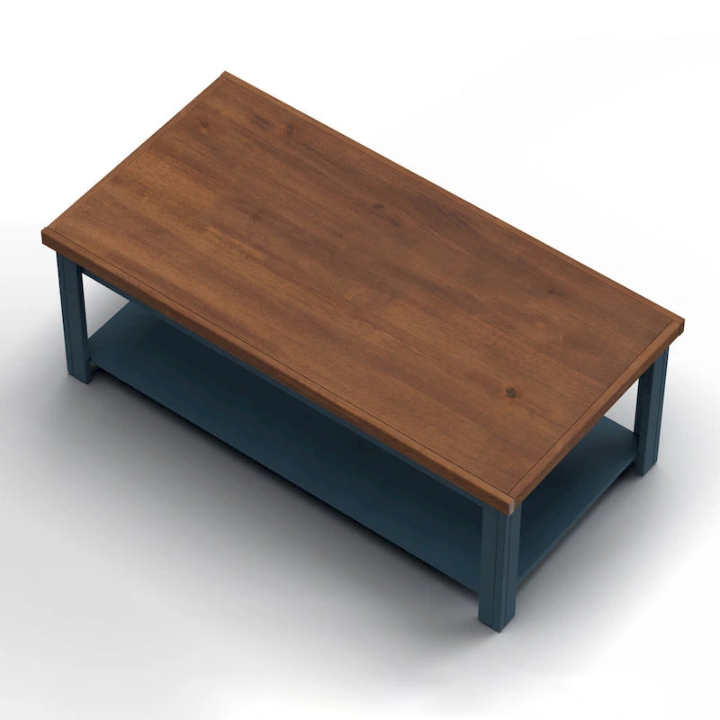 48-Inch Coffee Table, Blue Denim & Whiskey Two-Tone, No Assembly Required