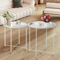Folding Round Metal Side Table, Anti-Rust & Waterproof