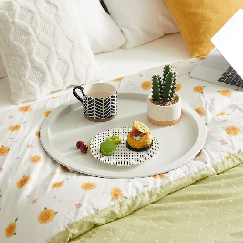 Folding Round Metal Side Table, Anti-Rust & Waterproof