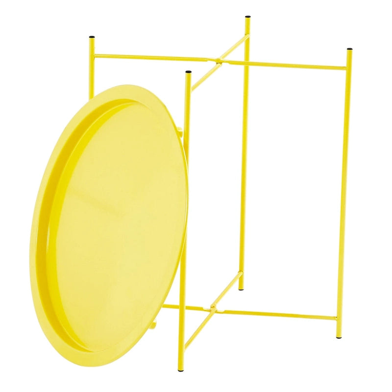 Folding Round Metal Side Table, Anti-Rust & Waterproof