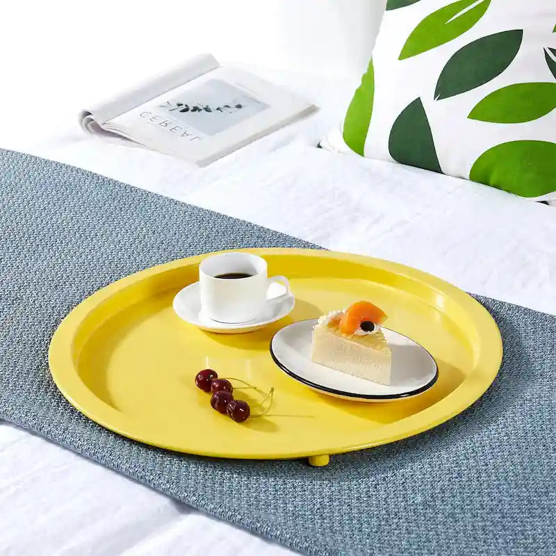 Folding Round Metal Side Table, Anti-Rust & Waterproof