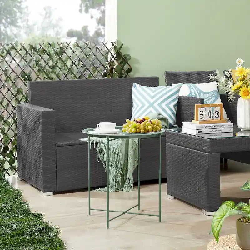 Folding Round Metal Side Table, Anti-Rust & Waterproof