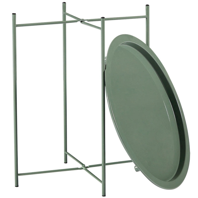 Folding Round Metal Side Table, Anti-Rust & Waterproof