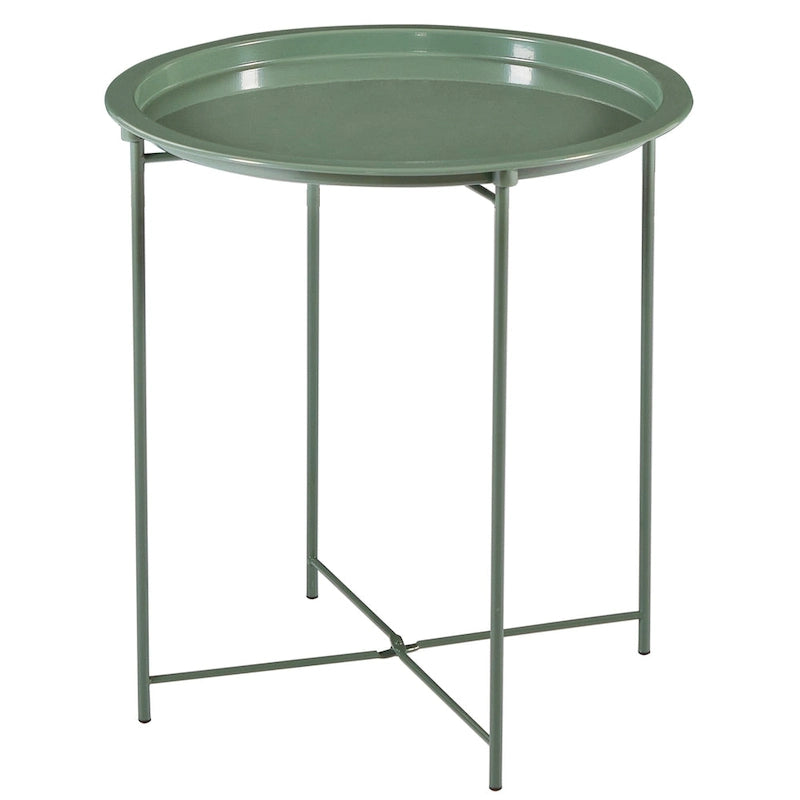 Folding Round Metal Side Table, Anti-Rust & Waterproof