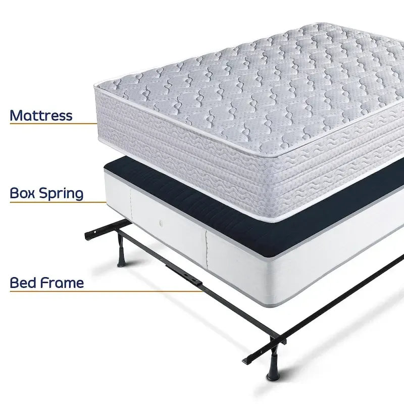 Expandable 4-Leg Metal Bed Frame — Queen, Full, Twin