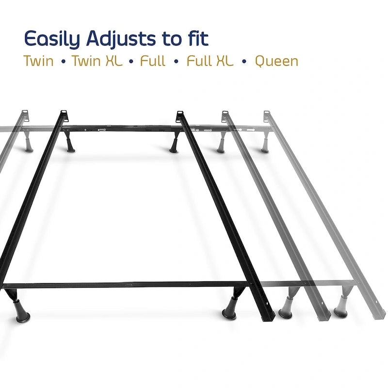 Expandable 4-Leg Metal Bed Frame — Queen, Full, Twin