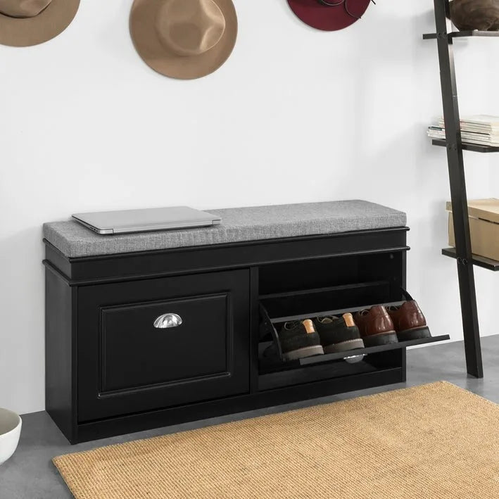 Hallway Shoe Bench Storage Cabinet With Flip-Drawer