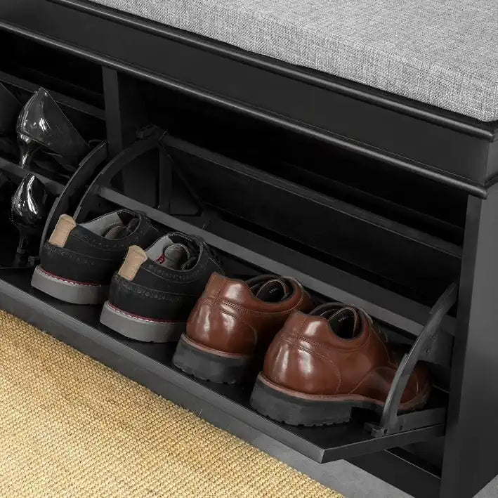 Hallway Shoe Bench Storage Cabinet With Flip-Drawer