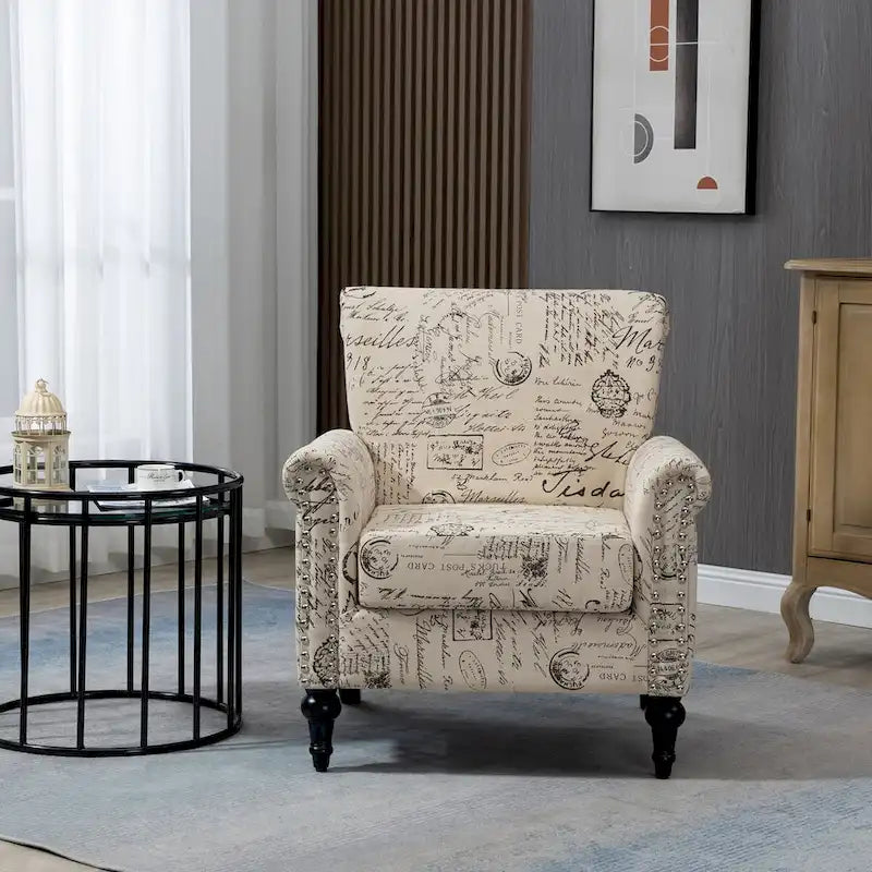 Mid-Century Modern Accent Chair Upholstered Lounge Arm Chair Single Sofa for Living Room
