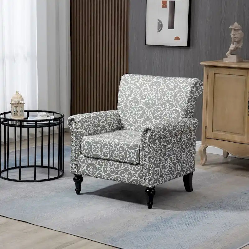 Mid-Century Modern Accent Chair Upholstered Lounge Arm Chair Single Sofa for Living Room