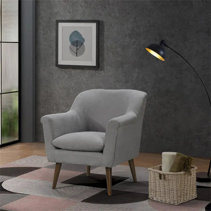 Woven Fabric Oversized Armchair, Mid-Century Modern