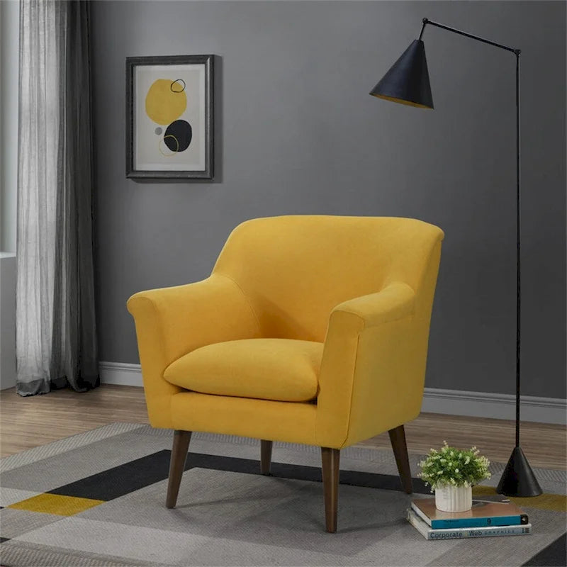 Woven Fabric Oversized Armchair, Mid-Century Modern
