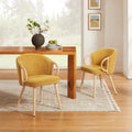 Modern Fabric Accent Dining Chair with Wood Armrests (Set of 2)