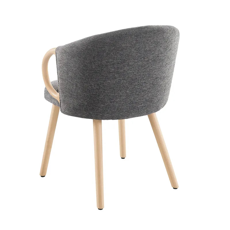 Modern Fabric Accent Dining Chair with Wood Armrests (Set of 2)