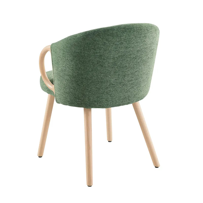 Modern Fabric Accent Dining Chair with Wood Armrests (Set of 2)