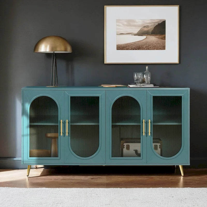 TV Stand for 65+ Inch TVs with Storage Cabinet & Adjustable Shelves