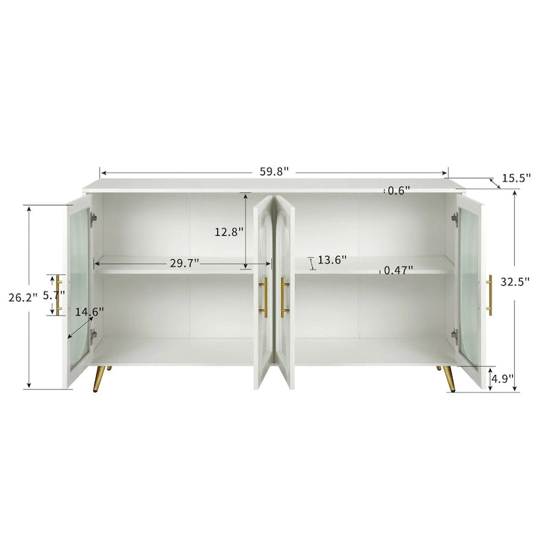 TV Stand for 65+ Inch TVs with Storage Cabinet & Adjustable Shelves