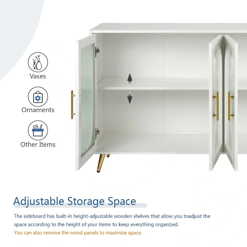 TV Stand for 65+ Inch TVs with Storage Cabinet & Adjustable Shelves