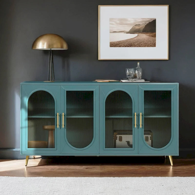 TV Stand for 65+ Inch TVs with Storage Cabinet & Adjustable Shelves