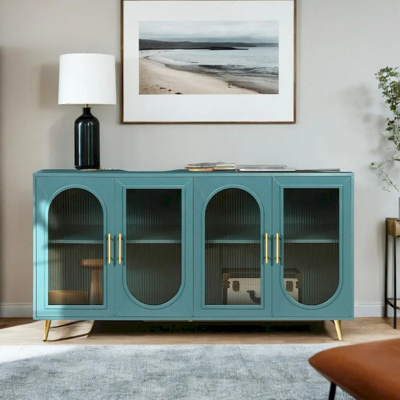 TV Stand for 65+ Inch TVs with Storage Cabinet & Adjustable Shelves
