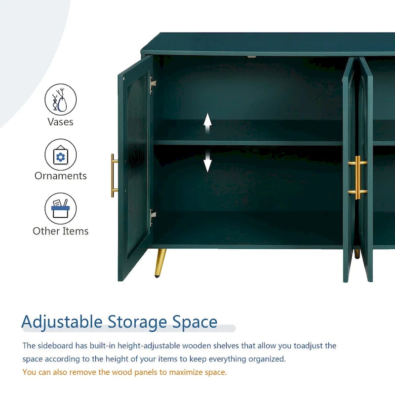 TV Stand for 65+ Inch TVs with Storage Cabinet & Adjustable Shelves
