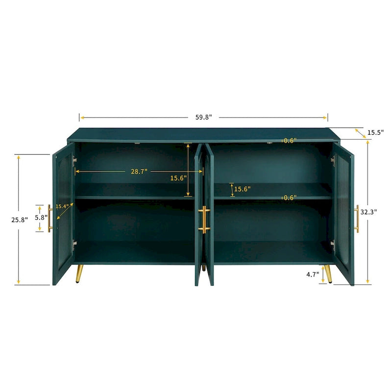 TV Stand for 65+ Inch TVs with Storage Cabinet & Adjustable Shelves