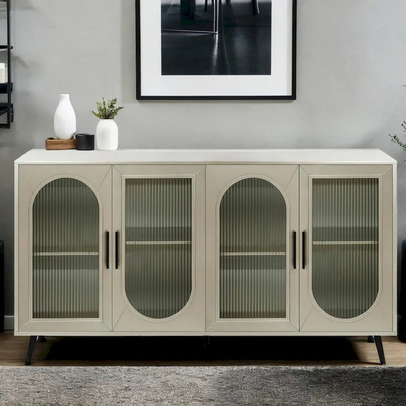 TV Stand for 65+ Inch TVs with Storage Cabinet & Adjustable Shelves