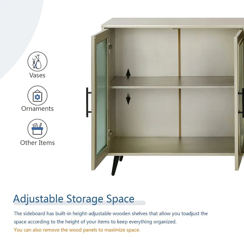 TV Stand for 65+ Inch TVs with Storage Cabinet & Adjustable Shelves