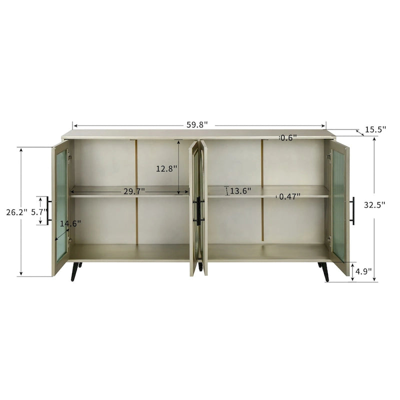 TV Stand for 65+ Inch TVs with Storage Cabinet & Adjustable Shelves