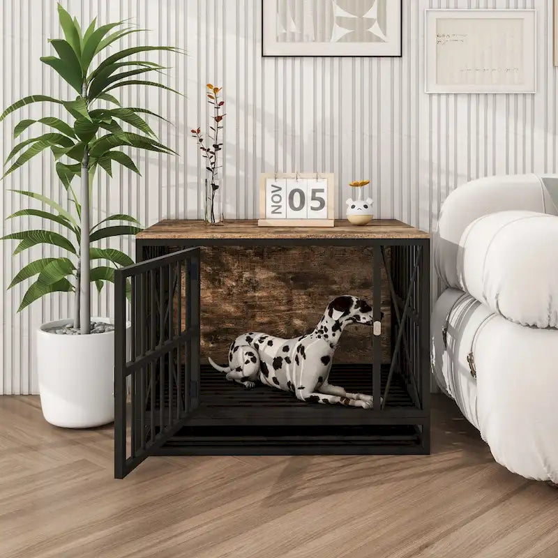 Dog Crate Furniture End Table with Removable Tray, 32.67 Inches