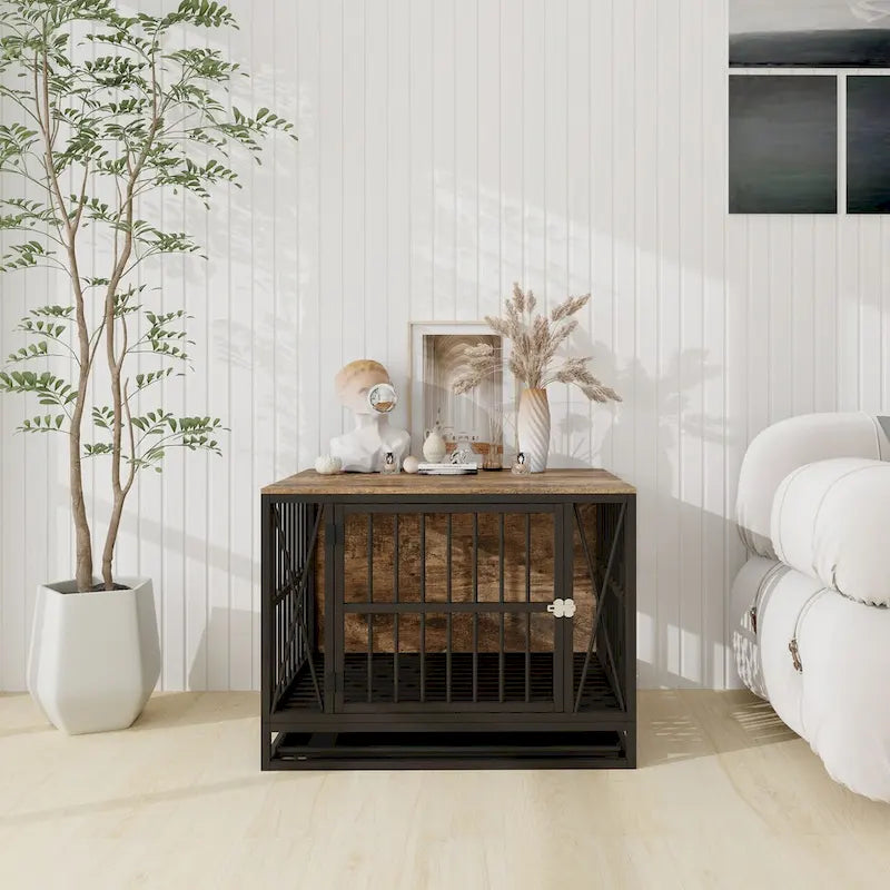 Dog Crate Furniture End Table with Removable Tray, 32.67 Inches