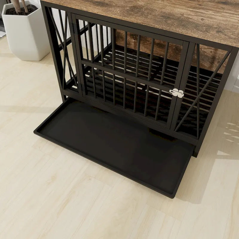 Dog Crate Furniture End Table with Removable Tray, 32.67 Inches