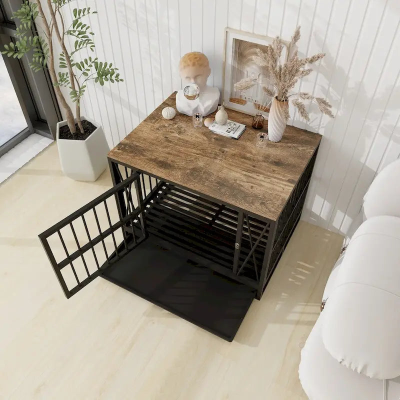 Dog Crate Furniture End Table with Removable Tray, 32.67 Inches