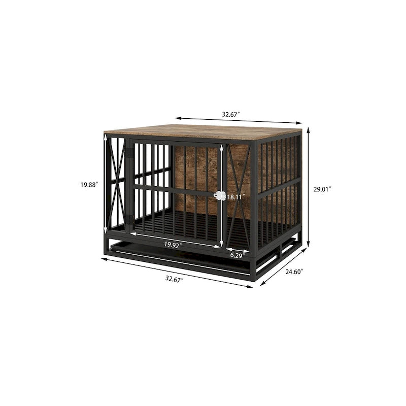 Dog Crate Furniture End Table with Removable Tray, 32.67 Inches