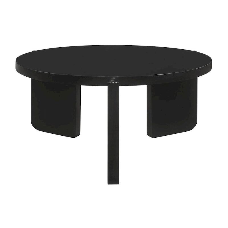 Black Round Coffee Table, Modern Slab Leg Design
