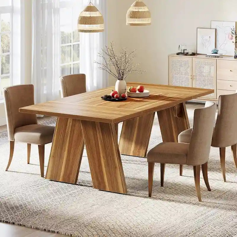 71-Inch Farmhouse Rectangular Dining Table, Seats 6–8