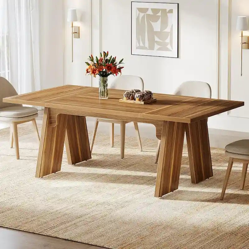71-Inch Farmhouse Rectangular Dining Table, Seats 6–8