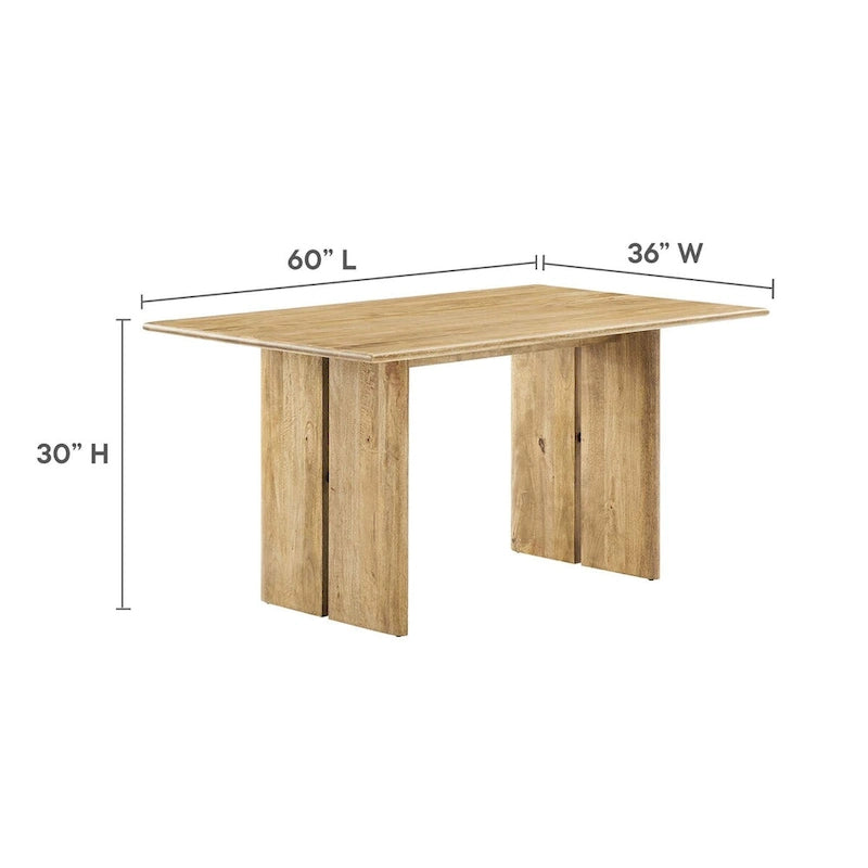 60-Inch Rectangular Mango Wood Dining Table