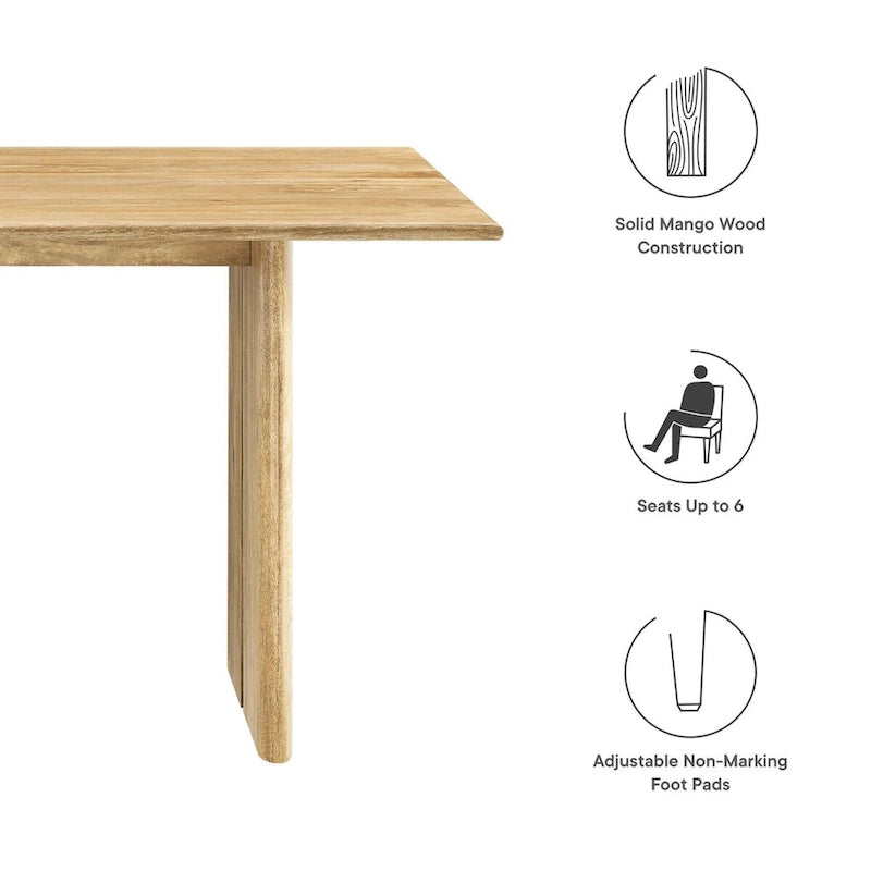 60-Inch Rectangular Mango Wood Dining Table