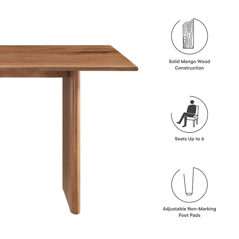 60-Inch Rectangular Mango Wood Dining Table