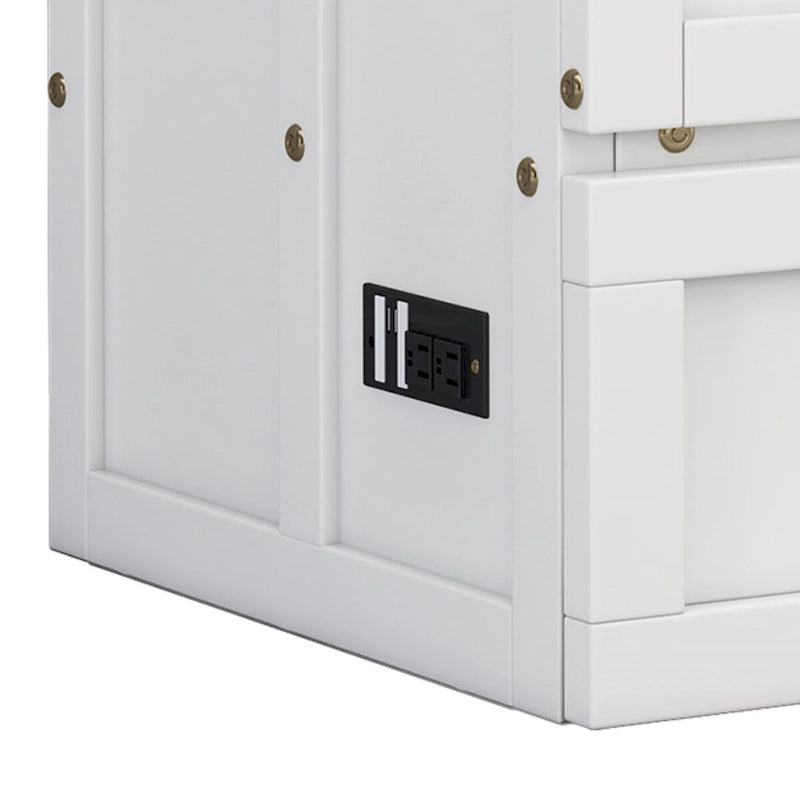 Solid Pine Murphy Bed Chest with Charging Station and Large Storage Drawer